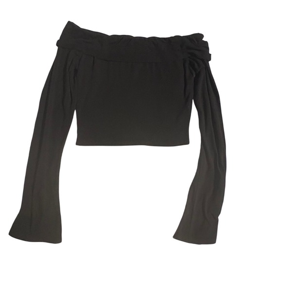 Y2K Black Off Shoulder Crop Top Euphoria Dark Going‎ Out  Rodeo Top Size 2 - Picture 9 of 9
